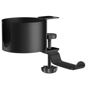 Desk Cup Holder 2-In-1 Anti-spill Cup Holder with 360otating Headphone Hanger Desk Space Saver for Office Home