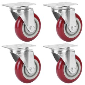 4 Packs 4In Swivel Caster Wheels Heavy Duty PU Rollers with 360 Degree No Noise Swivel Plate