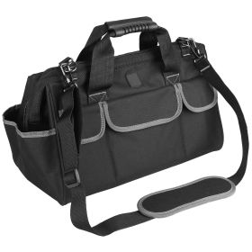 16.7in Tool Storage Bag Multi-purpose Tool Carry Case Wide Mouth Tool Bag with Adjustable Shoulder Strap 19 Storage Bags Dual Zippers Top