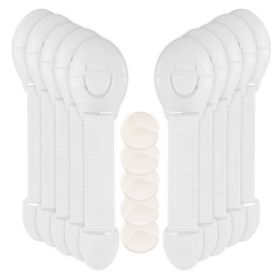 10Pcs Kids Safety Locks w/ 5 Furniture Corner Protectors Drawer Cabinet Strap Locks Baby-Proof Adhesive Fridge Latches Locks