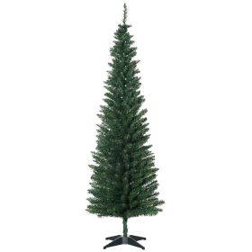 HOMCOM 6ft Pencil Christmas Tree, PVC Hinged Unlit Slim Artificial Christmas Tree for Home Party Holiday Decoration, Green