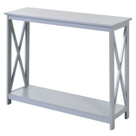 HOMCOM Entryway Console Table 2-Tier Sofa Table with Storage Shelf Modern Design Grey