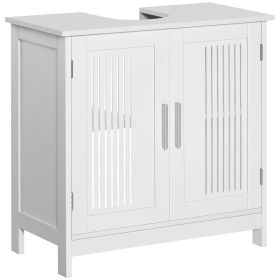 Kleankin Under Sink Storage Cabinet Bathroom 2 Doors Shelf White Pedestal Vanity Organizer