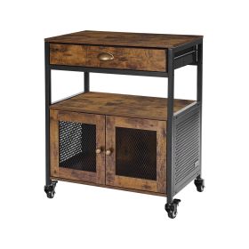 VEVOR Coffee Bar Cabinet, 24 Inch Farmhouse Coffee Bar Cabinet with Storage, Movable Coffee Bar Table with Wheels & Mesh Door