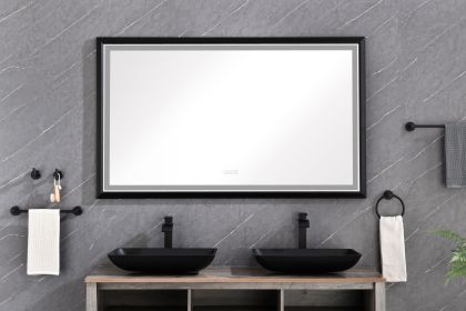 (ONLY FOR PICKUP)  60in. W x 36in. H Oversized Rectangular Black Framed LED Mirror Anti-Fog Dimmable Wall Mount Bathroom Vanity Mirror Wall Mirro