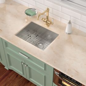 23"*18" Undermount 16-Gauge T304 Stainless Steel Deep Single Bowl Laundry Utility Sink Basin with bottom grid and drainer