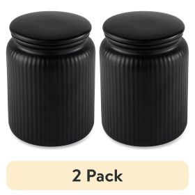 (2 pack) Medium (815mL) Ceramic Ribbed Kitchen Organization Jar, Black