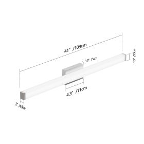 Bathroom Vanity Light Brushed Nickel Square LED 41 Inch 24W 6000K Cool White Light Wall Bar Lighting Fixtures Over Mirror -Brushed Nickel, 41in (Option: 41inch 24W)