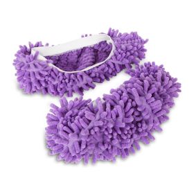 Mop Slippers Shoes Cover Floor Cleaning Socks Reusable Multi-Function Duster for House Bathroom Kitchen Livingroom (Option: Pugrple)