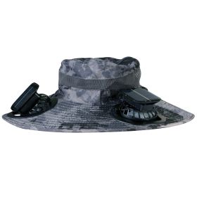 Outdoor Wide Brim Sun Hat With 2 Rechargeable Fans Solar Powered 3 Wind Speeds UPF50+ Breathable Waterproof Nylon Mesh Outdoor Hat For Hiking Camping (Option: DarkGreyIgnk)