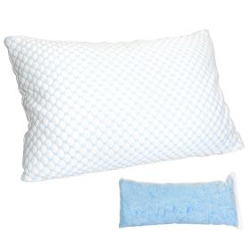 Shredded Memory Foam Pillow Adjustable Cool Pillow with Extra Filling Machine Washable Cover for Side Back Stomach Sleepers (Option: Queen_1Pcg)