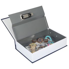 Portable Book Safe with 3-Digit Combination Lock Diversion Safe Money Jewelry Storage Box (Option: Blue_L)g(Blue_L)