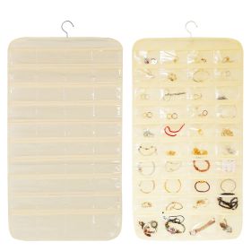 2Pcs Hanging Jewelry Organizer Earring Necklace Bracelet Holder Double-sided 80 Pockets Accessory Storage Pocket (Option: erg(Biege)