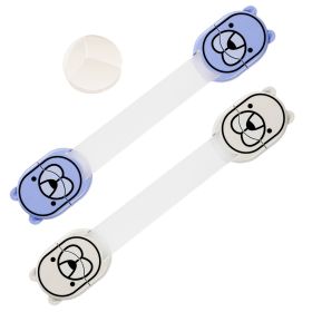 5Pcs Kids Safety Locks w/ 5 Furniture Corner Protectors Drawer Cabinet Strap Locks Baby-Proof Adhesive Fridge Latches Locks (Option: inget(Blue)
