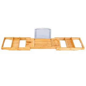 Bathtub Caddy Tray Crafted Bamboo Bath Tray Table Extendable Reading Rack Tablet Phone Holder Wine Glass Holder Shelf Desk Bathroom Spa (Option: ayg(Bamboo)