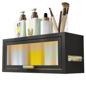 Over The Toilet Storage Cabinet Bathroom Storage Organizer Wall Mounted Toilet Storage Box with Dust-Proof Transparent Magnetic Door Side Opening (Option: Wall_gBlack)