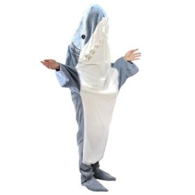 Wearable Shark Sleeping Bag Shark Onesie X-XXL Size Soft Comfortable Flannel Blanket With Zipper Suitable For Adult Children Height 4.2FT to 5.5FT (Option: 19g0CM)