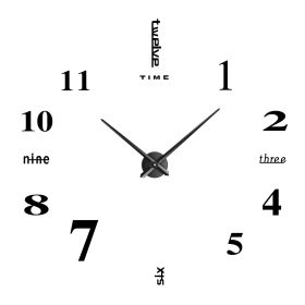 DIY Wall Clock 3D Mirror Surface Sticker Modern Art Wall Clock Home Office Decors Big Number Watch (Option: Blagck)