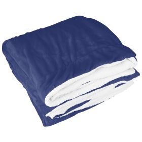 Fleece Throw Blanket Warm Soft Flannel Bed Cover Cuddly Cozy Sofa Travel Car Blanket w/ Queen King Throw Size Optional (Option: Qugeen_NavyBlue)