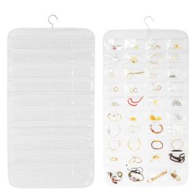 2Pcs Hanging Jewelry Organizer Earring Necklace Bracelet Holder Double-sided 80 Pockets Accessory Storage Pocket (Option: erg(White)
