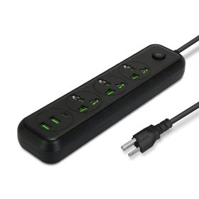 Power Strip with 5.9FT Extension Cord 3 AC Outlets and 2 USB A Ports 1 USB C Port 2500W Wall Mount Outlet Extender For Home Office Dorm Travel (Option: 6Portg_Black)