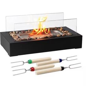 Tabletop Fire Pit With Roasting Sticks Portable Indoor Outdoor Tabletop Fireplace Ethanol Mini Fire Pit Table Top Decoration for Christmas Dinner Part (Option: gBlack)