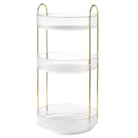 3 Tier Rotating Makeup Organizer 360pinning Perfume Cosmetic Storage Tray 55LBS Load Countertop Shelves for Lotion Lipstick (Option: gWhite)
