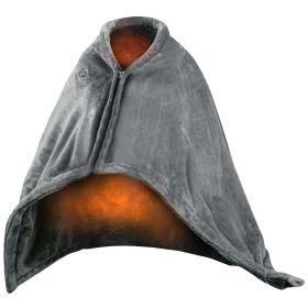 USB Heated Blanket Electric Heated Blanket Heated Poncho Shawl Wrap Throw with Zipper Washable for Home Office 59*31in (Option: Blanket_GPgCT3825)