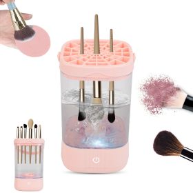 Electric Makeup Brush Cleaner Machine with Brush Cleaning Mat Automatic Spinning Cosmetic Brush Cleaner and Dryer Fit For All Size Brushes Gift for Wi (Option: Pingk)