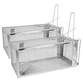 2 Pack Rat Trap Cage Humane Live Rodent Trap Cage Galvanized Iron Mice Mouse Control Bait Catch with Detachable U Shaped Rod (Option: 2Pcs)TrapCage_GgTrapCage)