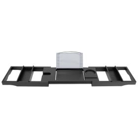 Bathtub Caddy Tray Crafted Bamboo Bath Tray Table Extendable Reading Rack Tablet Phone Holder Wine Glass Holder Shelf Desk Bathroom Spa (Option: ayg(Black)