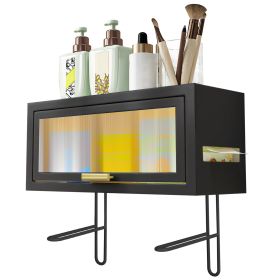 Over The Toilet Storage Cabinet Bathroom Storage Organizer Toilet Storage Box with Dustproof Transparent Magnetic Door Side Opening (Option: Standg_Black)