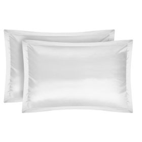 2 Pack Soft Silky Satin Pillow Case Hypoallergenic Breathable Bed Pillow Cover Queen Size Pillowcase Great for Hair Skin (Option: Cgase(White)