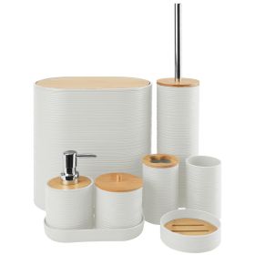 8Pcs Bathroom Accessories Set Bathroom Holder Set with Soap Dispenser Toothbrush Holder Cup Soap Dish Toilet Cleaning Brush Trash Can Qtip Holder Vani (Option: Whitge)