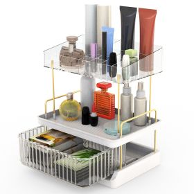 3 Tier Makeup Organizer for Vanity Large Capacity Skincare Shelf Bathroom Countertop Organizer with Drawer for Lipsticks Lotion Toner Perfumer Masks (Option: Clear)g_GPCT48)
