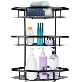 3 Tier Wall-mounted Corner Shower Caddy Shelf Rack Shower Shampoo Soap Cosmetic Basket Organizer (Option: 3Layer_Blacgk)