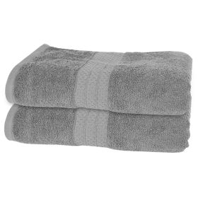 2Pcs Bath Towels 31.5X55.1 Inch Cotton Towel Set 700 GSM Bath Sheet Quick-Dry Head Wrap (Option: Siglver)