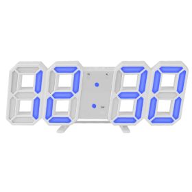 3D LED Digital Wall Clock Sound Control Table Desk Alarm Clock w/ 3 Auto Adjustable Brightness Snooze Date Temperature 12/24Hr Time Display For Office (Option: White_BluegLight)