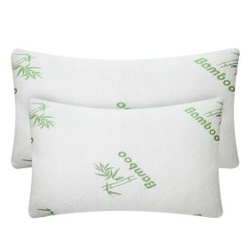 2Pcs Bamboo Memory Foam Pillow Hypoallergenic Bed Pillow For Head Neck Rest Sleeping Shredded Pillow Washable Cover Queen Size Pillow (Option: King)_gGPCT842)