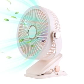 Portable Quiet Clip On Fan With 5 Speeds 3 Brightness 720ully Adjustable Angle Type-C Rechargeable Clip Desk Wall Mounted Fan For Camping Office Ho (Option: White)g_GPCT49)
