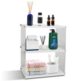3-Tier Acrylic Countertop Organizer Bathroom Wood Counter Storage Rack Standing Vanity Cosmetics Shelf Cup Holder Desk Display Shelves (Option: White)g_GPCT49)