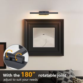 16inch Black Bathroom Light Fixtures Over Mirror Modern Dimmable LED Vanity Light For Bathroom Wall Lighting (Color: Black)