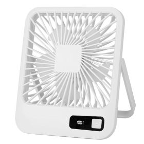 Mini Desktop Cooling Fan Rechargeable Battery Powered Personal Fan Speed Adjustment Strong Airflow Quiet Travel Fan with LCD Display for Home Office T (Option: White)_GgPCT4202)