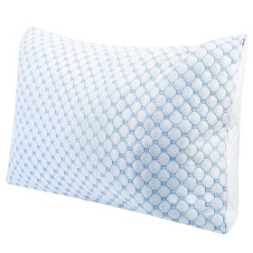 Cooling Memory Foam Pillow Ventilated Soft Bed Pillow w/ Cooling Gel Infused Memory Foam Heat Moisture Reducing Cooling Fiber Breathable Machine Washa (Option: Queeng)_(1Pc)