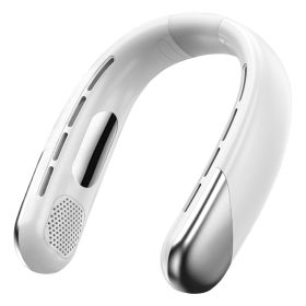 Portable Neck Cooling Fan With Type-C Charging Battery Hands-Free Bladeless Personal Fan 5 Speeds Digital Display Adjustable Neck Width for Man Woman (Option: White)_GgPCT5018)