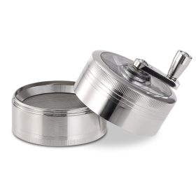 Herb Spice Tobacco Grinder 2.5-inch 4-Piece Zinc Alloy Hand Crank Crusher Kitchen Mill with Pollen Scraper (Option: GrindergerbGrinder(Silver)