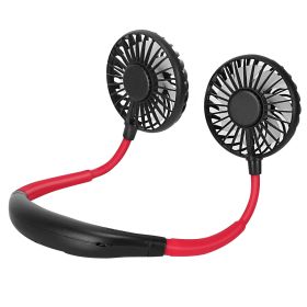 Neck Hanging Fan Hand Free Portable Aromatherapy USB Fans 360¯tatable Rechargeable Dual Cooling Fans w/Color Changing Led (Option: Black)_GgPCT2271)