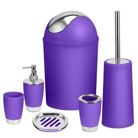 Bathroom Accessories Set 6 Pcs Bathroom Set Ensemble Complete Soap Dispenser Toothbrush Holder Tumbler Soap Dish Toilet Cleaning Brush Trash Can (Option: Segt(PPL)