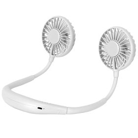 Neck Hanging Fan Hand Free Portable Aromatherapy USB Fans 360¯tatable Rechargeable Dual Cooling Fans w/Color Changing Led (Option: White)_GgPCT2271)