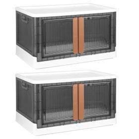 2Pcs 32L Foldable Storage Bins with Lid Collapsible Stackable Closet Organizer Containers with Front Door Lock 4Pcs Wheels (Option: 30gCM_WHT)